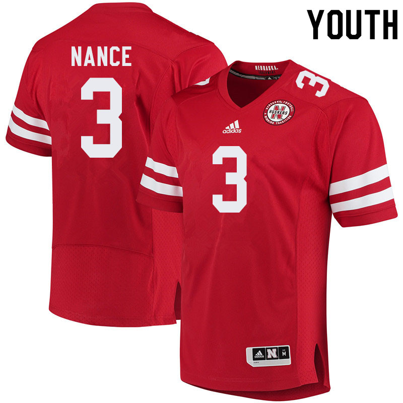 Youth #3 Jamie Nance Nebraska Cornhuskers College Football Jerseys Sale-Red - Click Image to Close